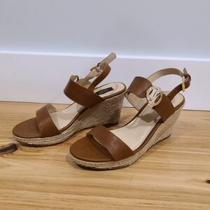 Jones New York Brown Wedge Sandals with Ankle Strap